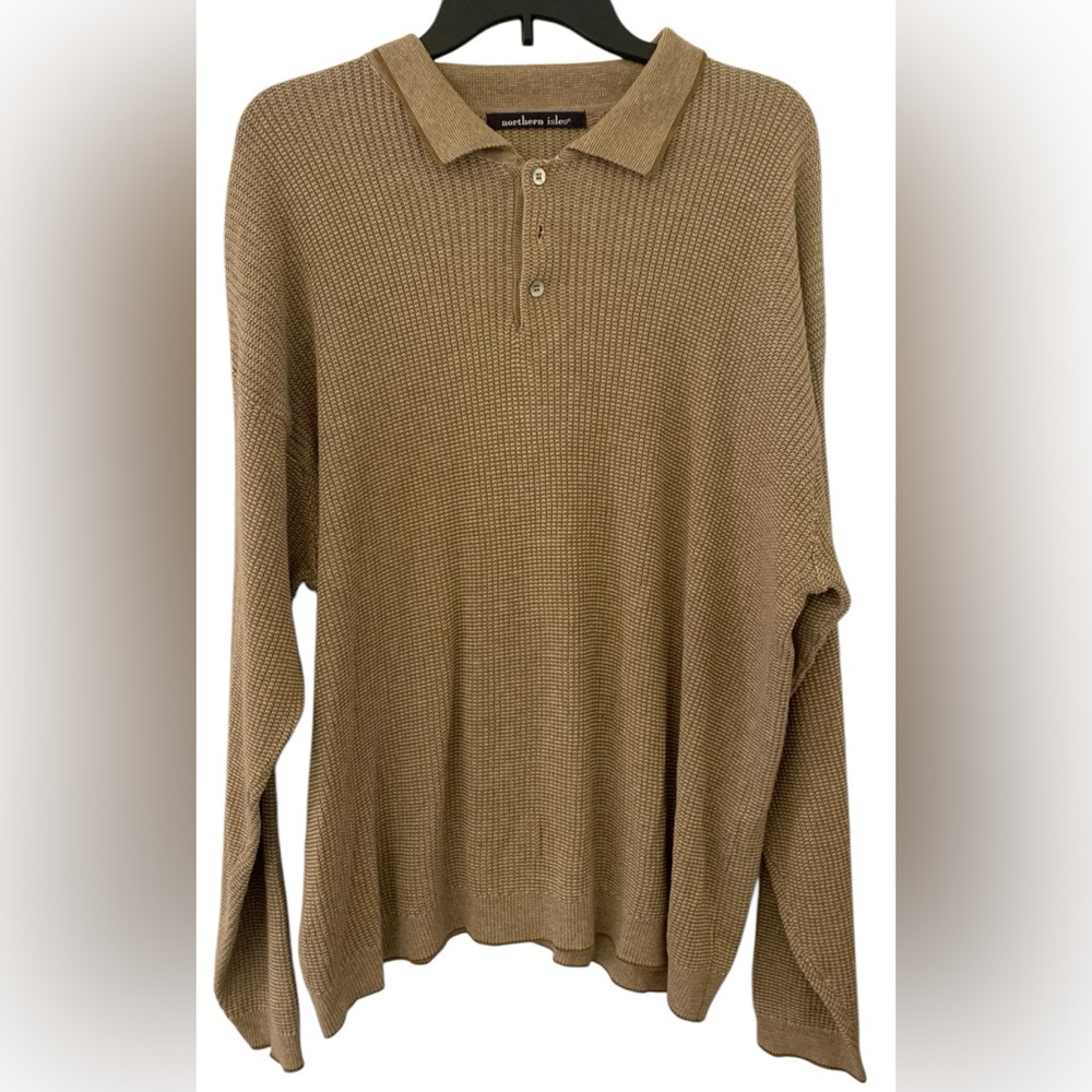 Northern Isles Mens XL Brown Collared Long Sleeve Shirt
